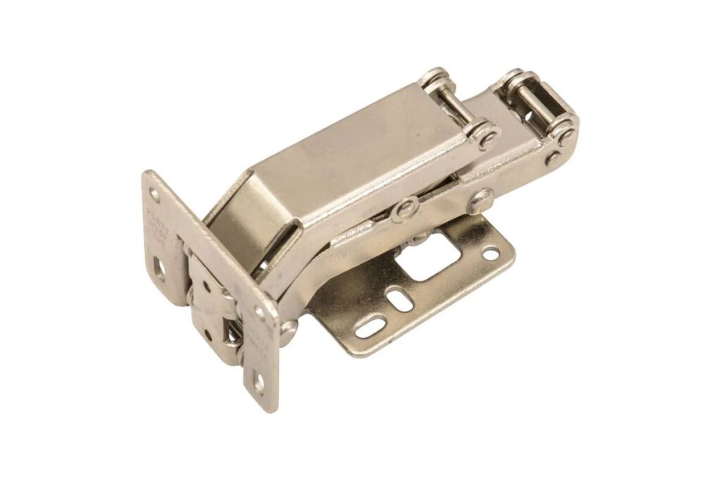 Heavy-duty hidden cabinet hinges with a pivot mechanism designed for seamless door movement.