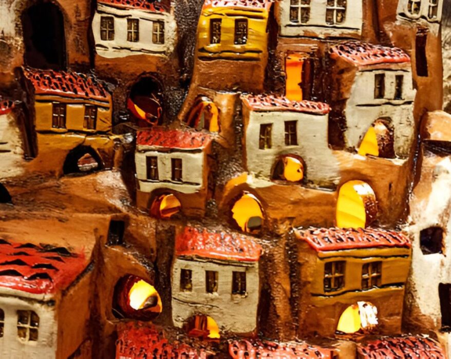Village Pottery Tea Light Houses