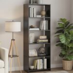 5 shelf adjustable black bookcase under $40